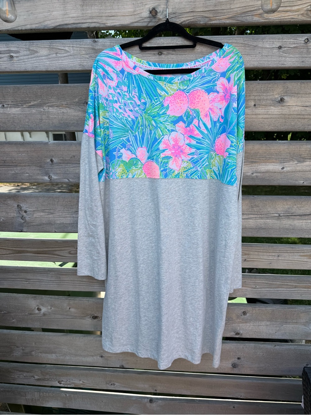 Lilly Pulitzer Women's Tropical Print Grey Dress - Pink & Blue Accent